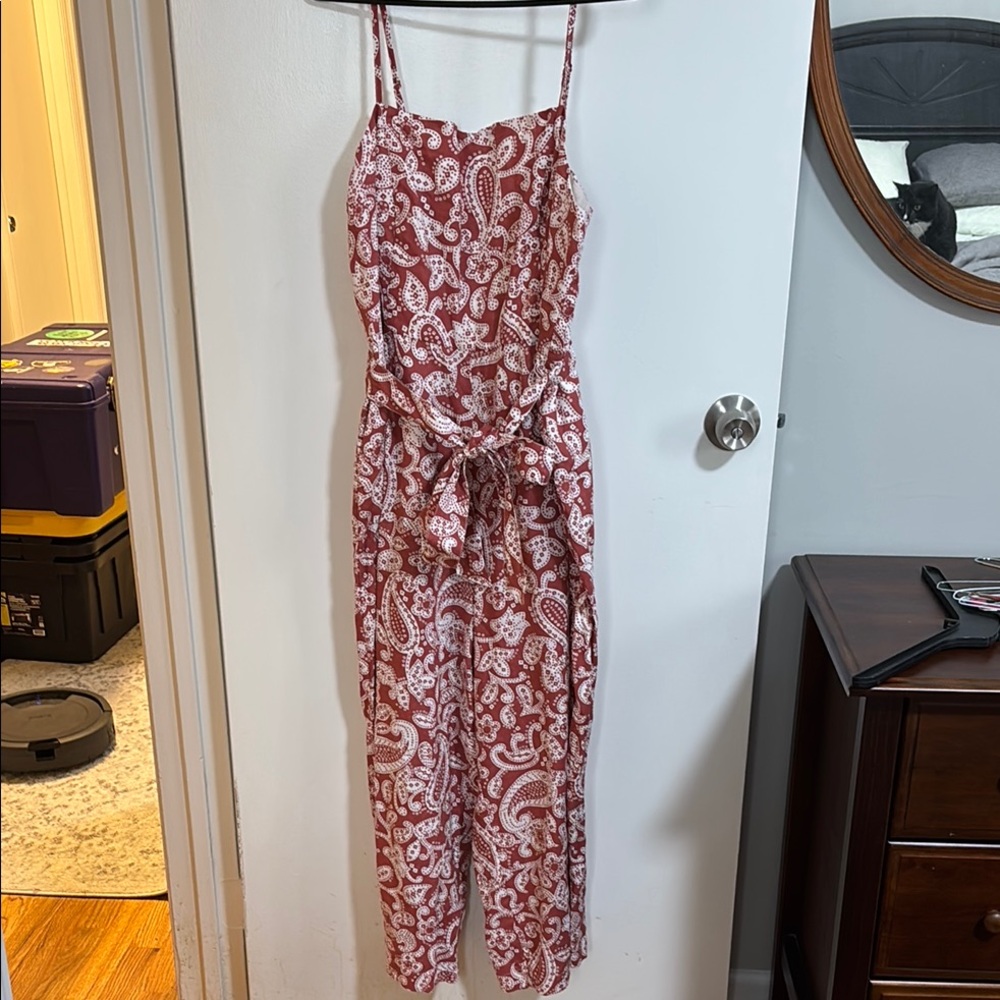 Boden Paisley Blush-Red Jumpsuit
